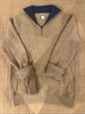GAP Women’s lamb’s wool Half-Zip Sweater with Navy Collar see description
